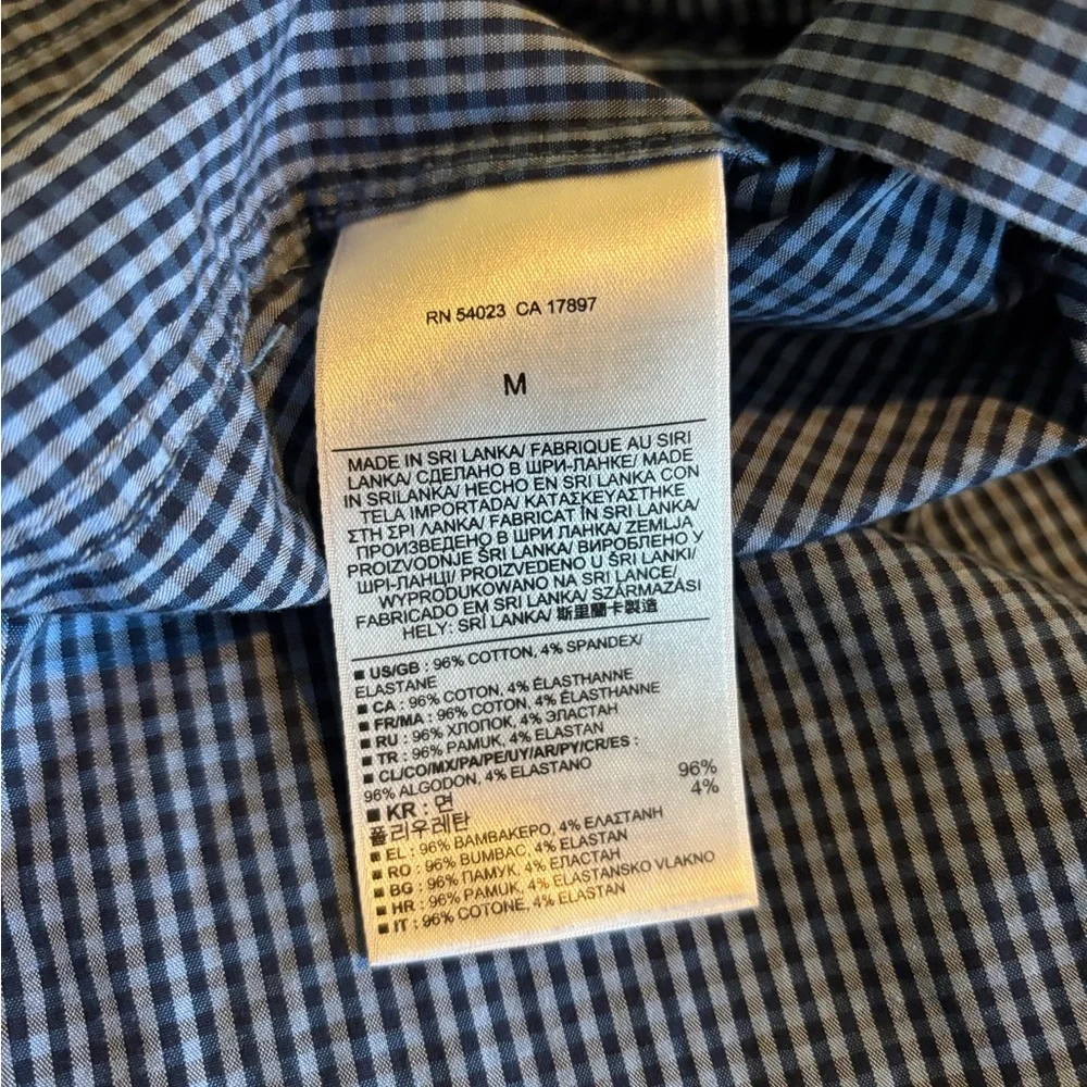Banana Republic Mens‎ Slim Fit Blue Gingham Button Down Shirt Size M Stretch